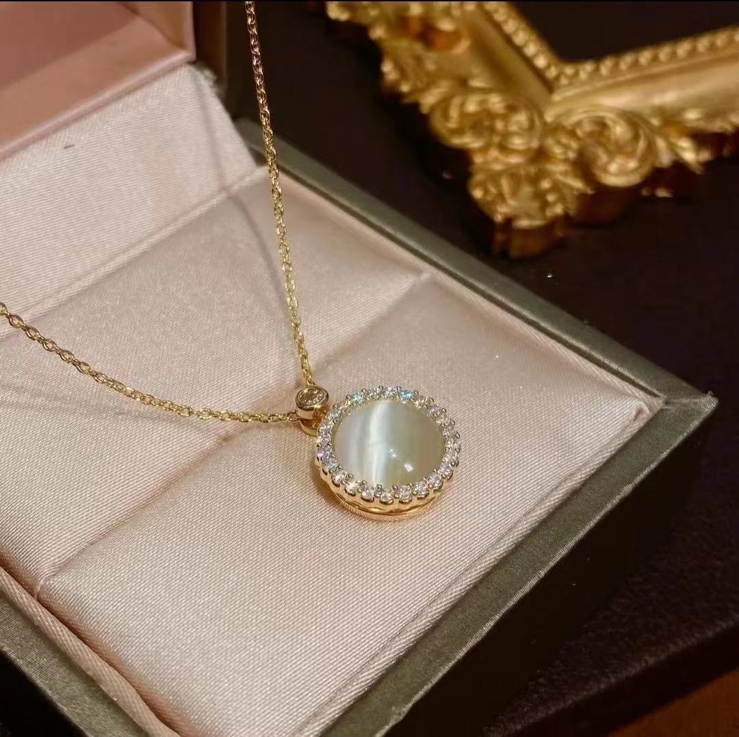 Womens Adjustable Ring Cat Eye Moonstone Rotatable Copper Band Little Golden Ball Korean Fashion Ring Style Cat Style