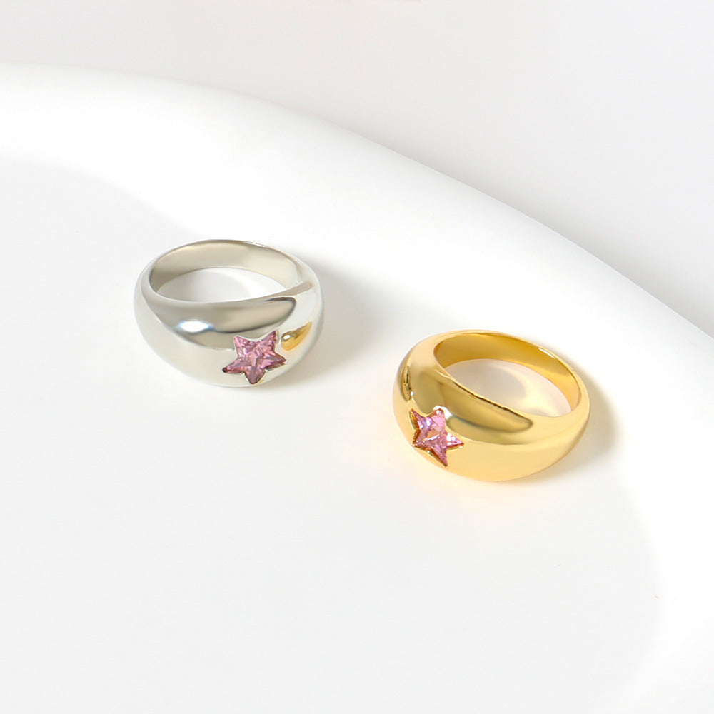 Geometric Metal Index Finger Ring With Electroplated Finish Gold And White Gold Fashion Jewelry Statement Accessory