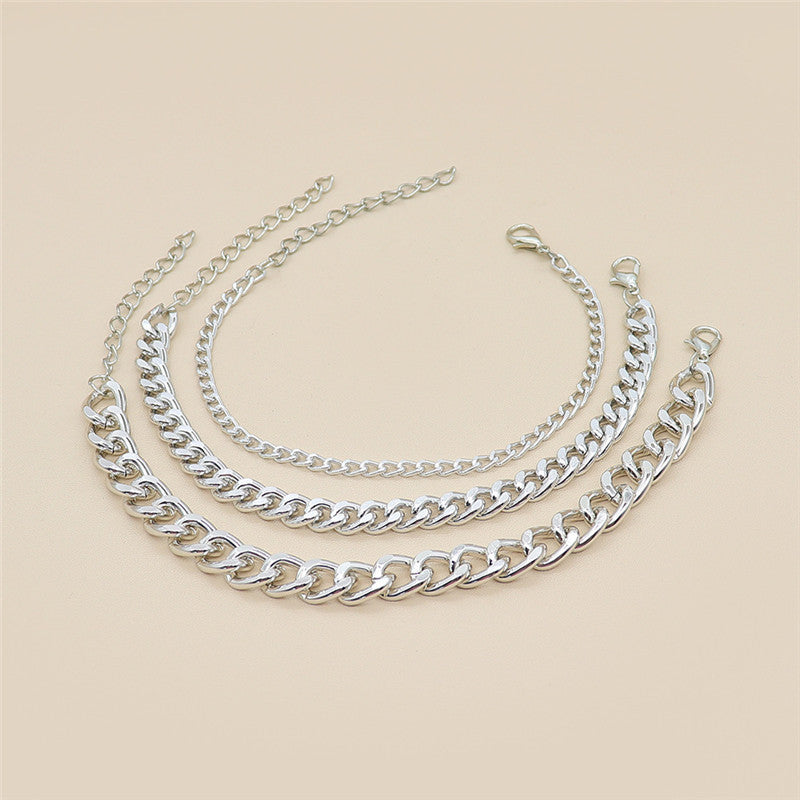 Geometric Bracelet Set For Women Alloy Electroplated Bangle Bracelets Three Piece European Style Jewelry Collection