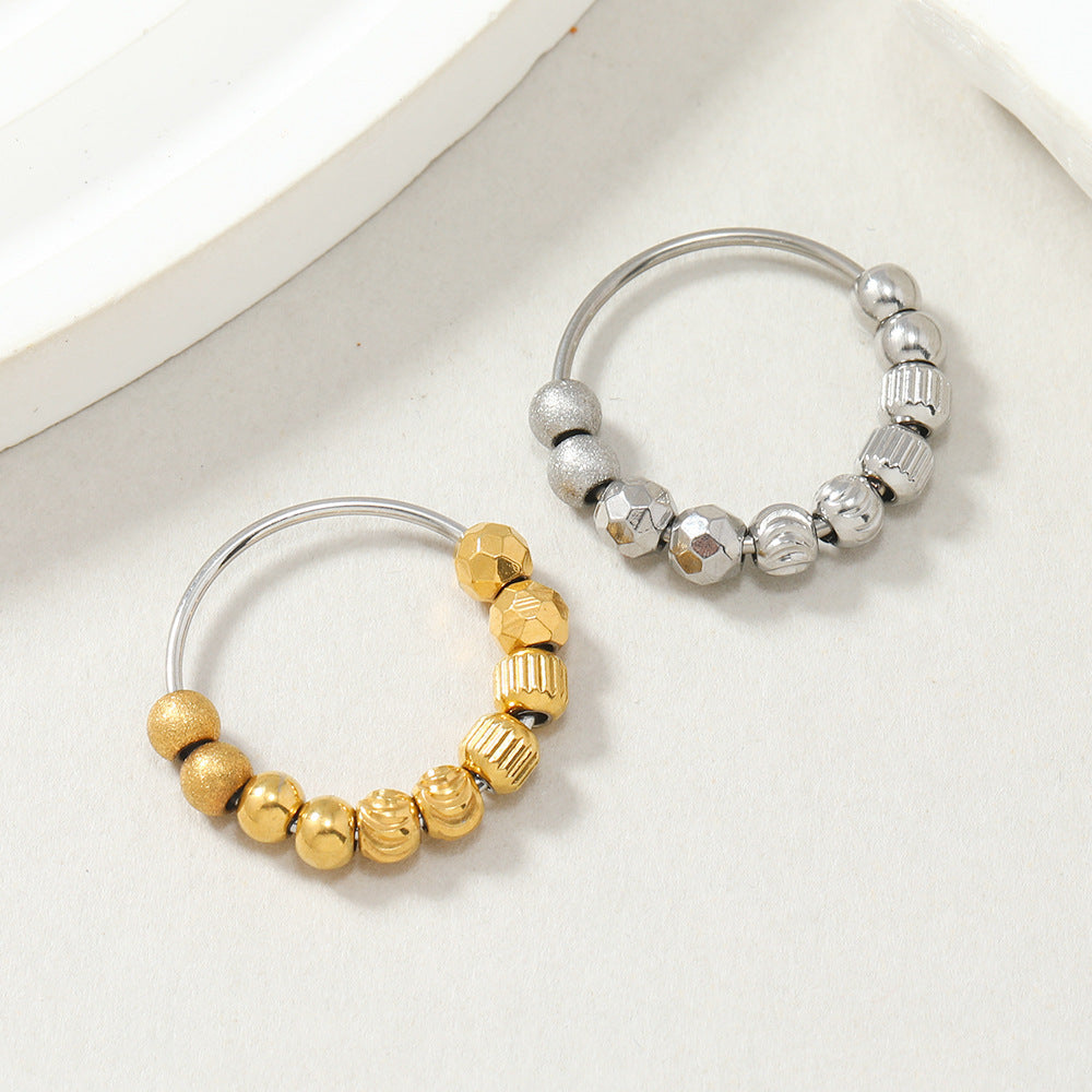 Unisex Stainless Steel Fidget Ring With Movable Steel Balls Stress Relief Spinner Ring Durable Everyday Jewelry Band