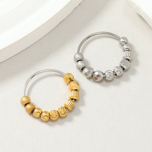 Unisex Stainless Steel Fidget Ring With Movable Steel Balls Stress Relief Spinner Ring Durable Everyday Jewelry Band