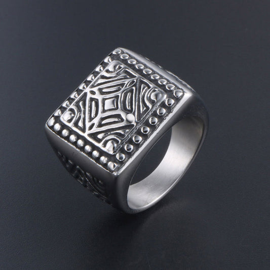 Personalized Mens Trendy Square Ring Titanium Steel Mesh Unisex Jewelry Sizes 8 9 10 11 12 13 Gift For Him Everyday