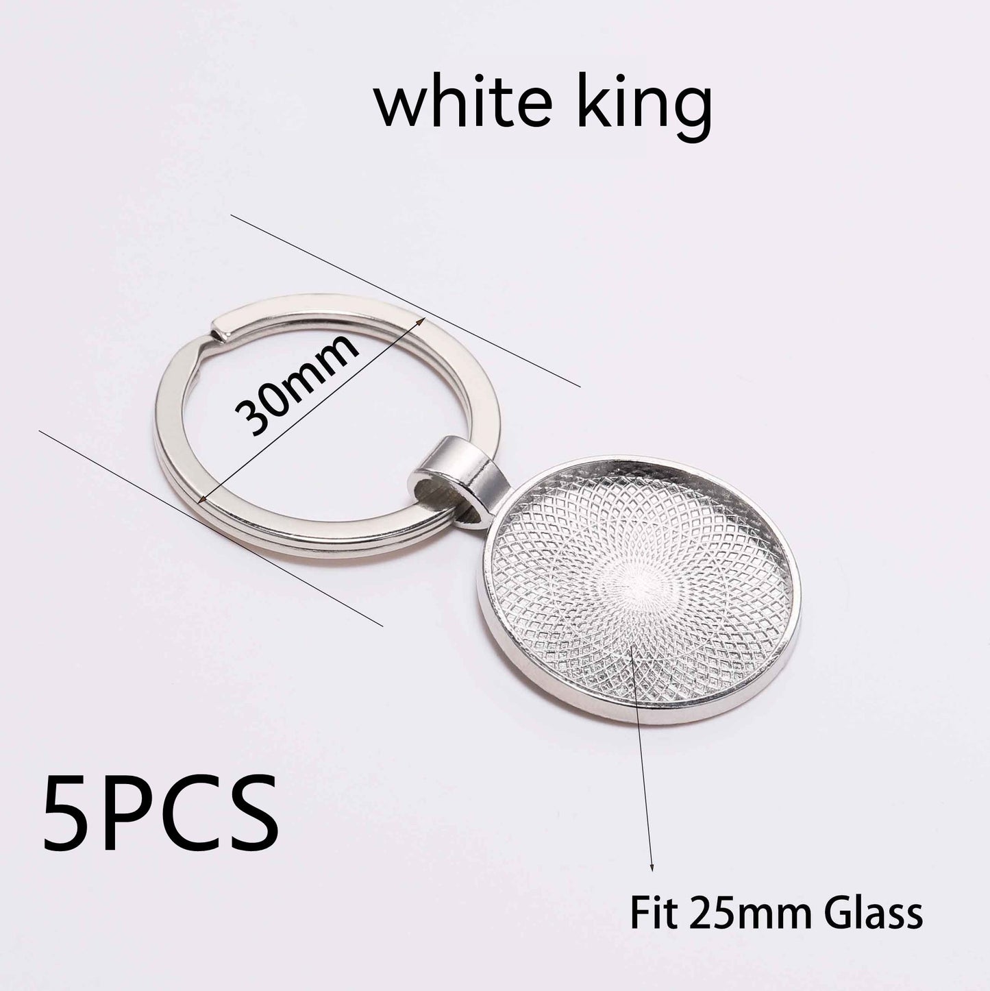 Metal Key Ring Pendants 5 Piece Pack Nickel Free Keychains Southeast Asian Decor Charms Embossed White K Antique