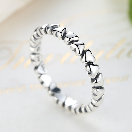 Sterling Silver Ring With Gem Inlay Electroplated Fashion Jewelry For Women Size 6 7 8 Gift For Her Silver Ring