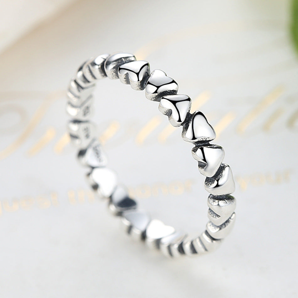 Sterling Silver Ring With Gem Inlay Electroplated Fashion Jewelry For Women Size 6 7 8 Gift For Her Silver Ring