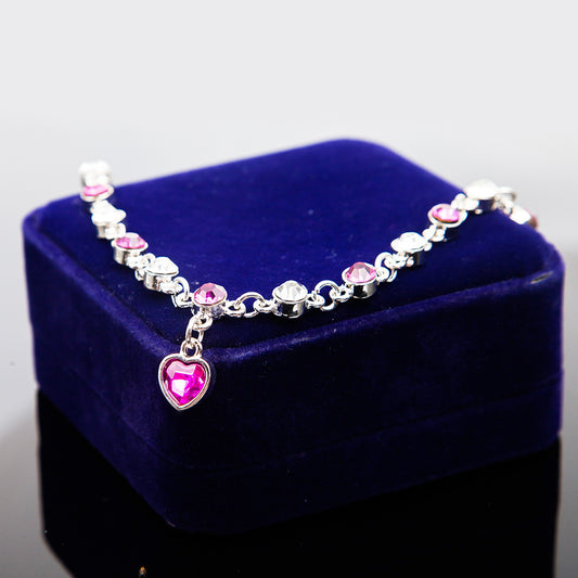 Womens Heart Diamond Bracelet Alloy Jewelry For Women Rose Red Royal Blue Dark Gift For Her Elegant Style Gift