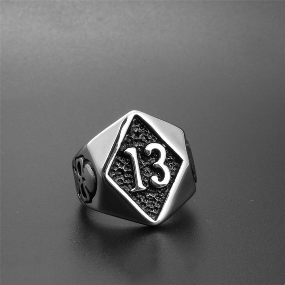 Mens Titanium Steel Ring Retro Ghost Head Biker Ring Gothic Punk Rock Jewelry Band Silver US Size Stylish Accessory