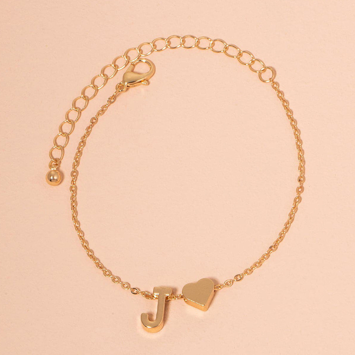 Womens Alloy Alphabet Letter Bracelet Electroplated Retro Style Adjustable Length With Extension Chain For You