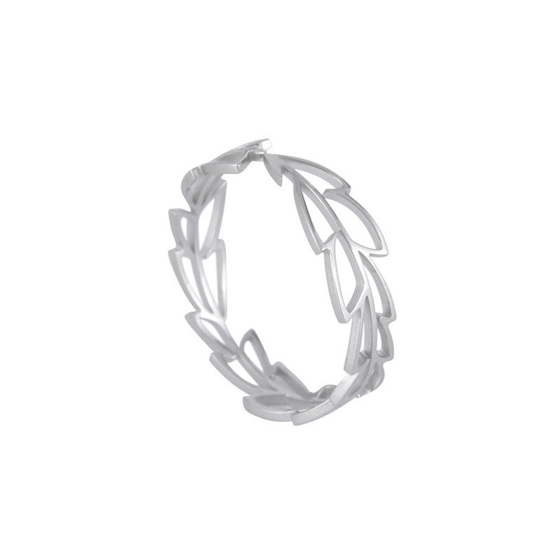 Adjustable Leaf Ring Stainless Steel Plant Jewelry For Women Girls European Fashion Titanium Elegant Daily Kit