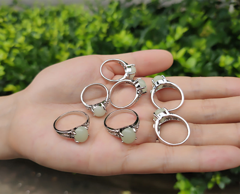 Unisex Luminous Stone Ring Alloy Silver Plated Band Color Changing Ring Inner Diameter 16 17 18 19mm Ring Ring