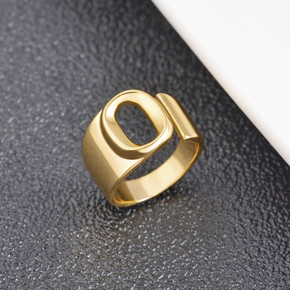 Womens Initial Letter Copper Ring With Gold Inlay A To Z Alphabet Ring For Her Birthday Gift Ideal For Girls And Women