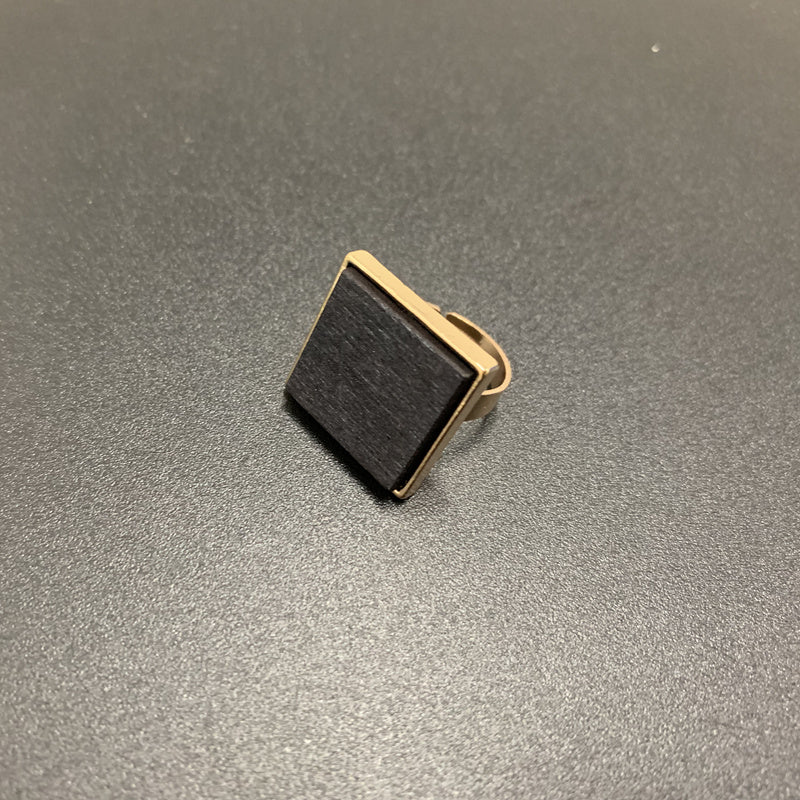 Womens Adjustable Ring Square Wood Inlaid Gemstones Gold Silver Plated Alloy European American Ring Artificial