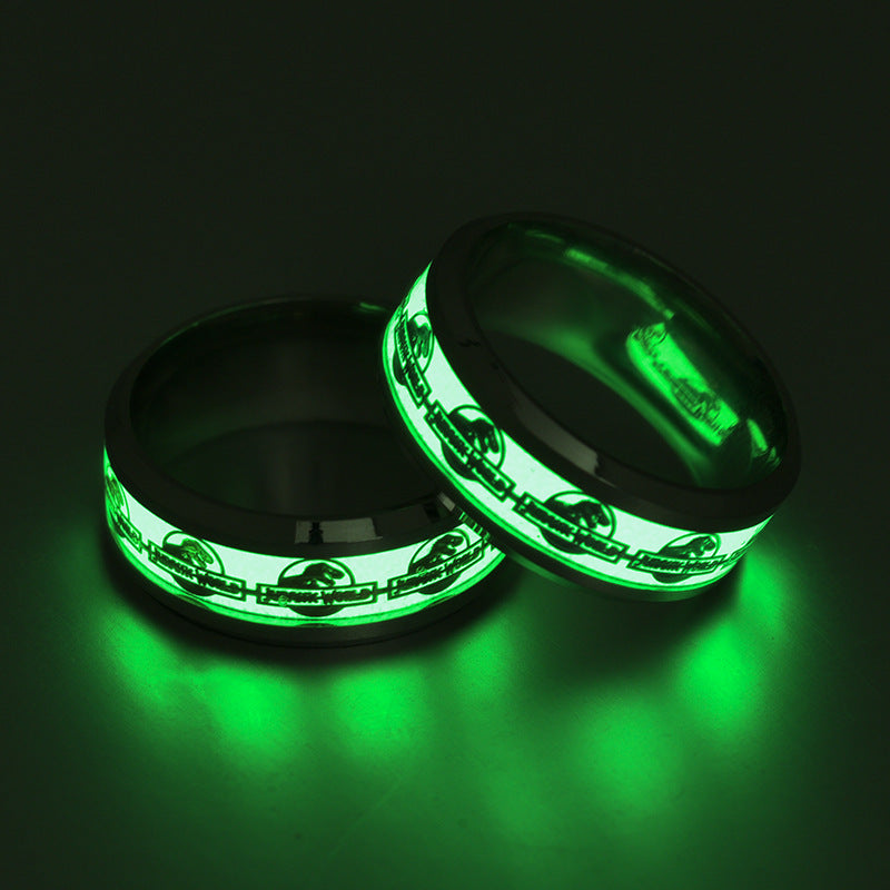 Crown Ring Titanium Steel Luminous Dinosaur Design Ring