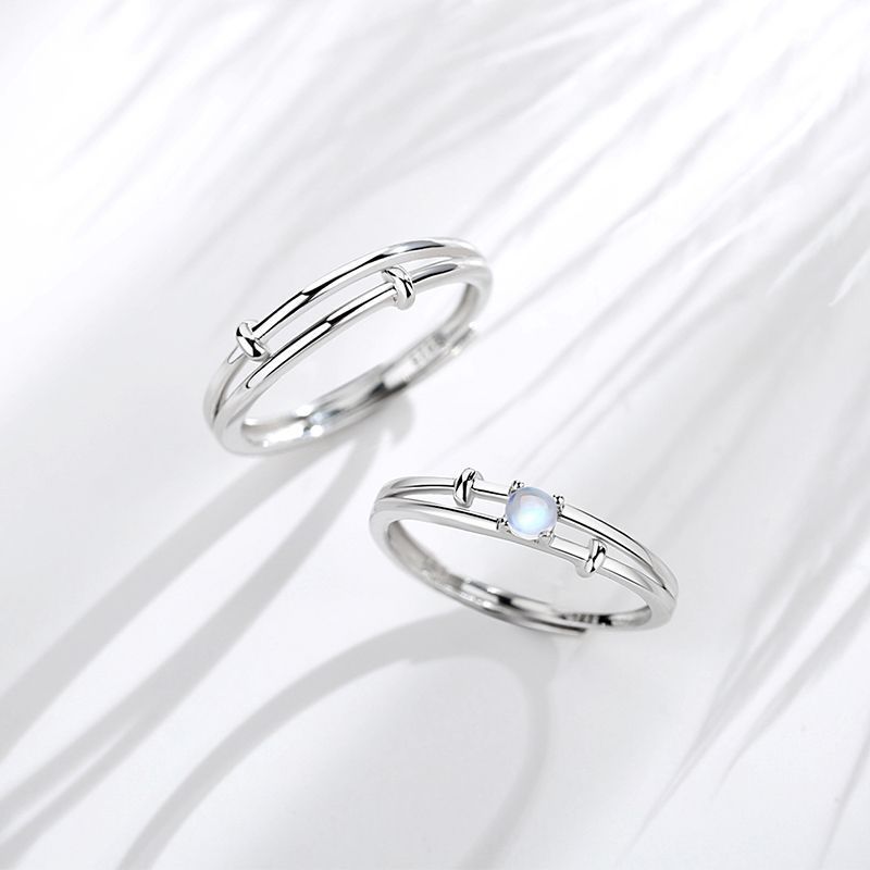 Sterling Silver Couple Ring Fashion Simple Band Ring For Him And Her Matching Rings Set For Everyday Wear Plus