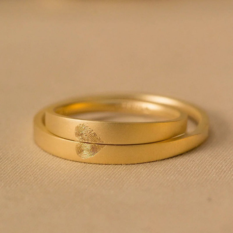 Couples Fingerprint Love Ring Gold Tone Alloy Promise Anniversary His And Hers Matching Jewelry Quality Classy