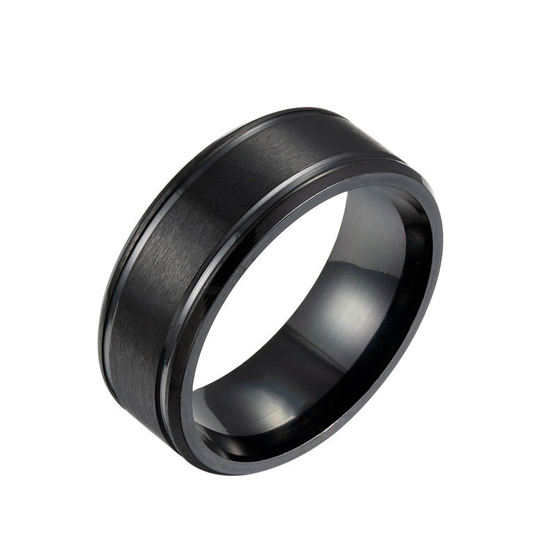 Mens Stainless Steel Ring 8mm Matte Double Bevel Geometric Simple Durable Fashion Accessory Unisex Ring Styles