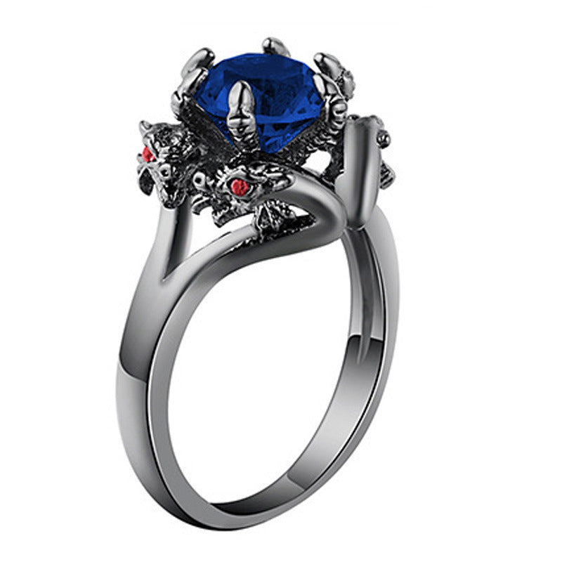 Women Zircon Ring Black Gold Plated Geometric Design Copper Wedding Fashion Jewelry Statement Ring Electroplated