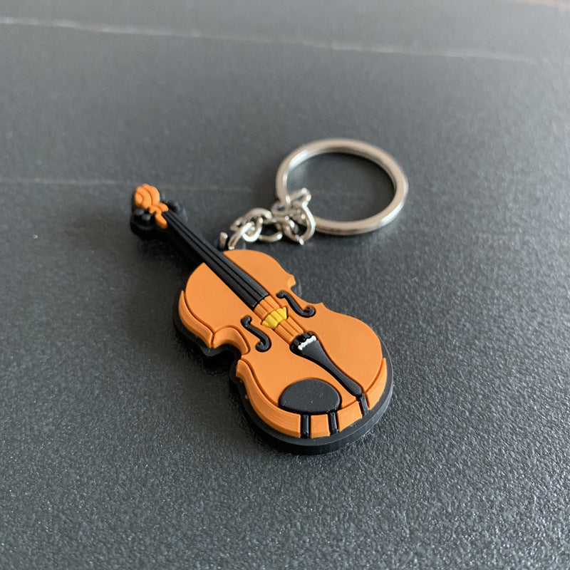 Musical Instrument Keychain Resin Miniature Replica Pendant Ukulele Guitar Violin Colorful Zither Lute Ukulele
