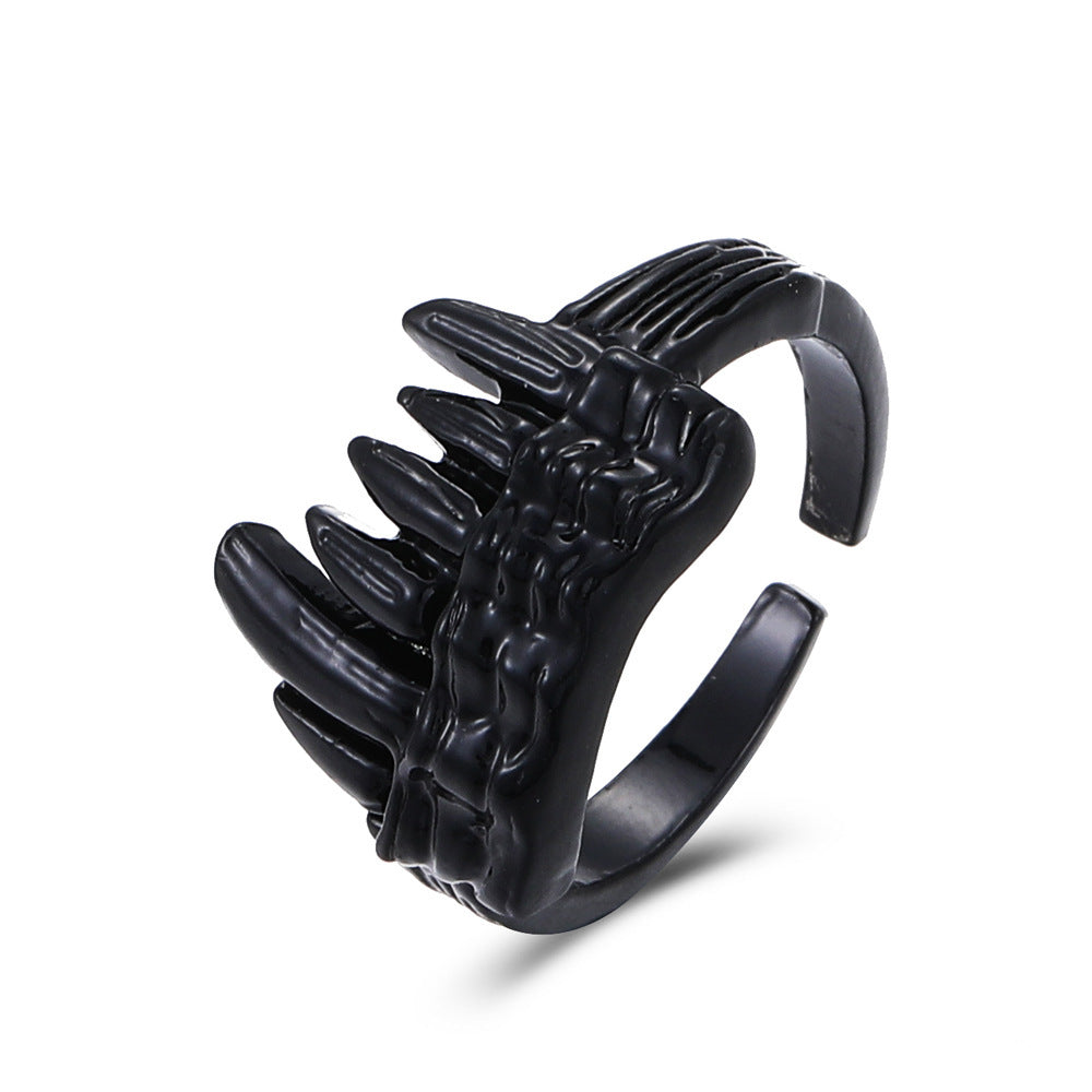 Unisex Adjustable Alloy Ring With Sawtooth Design In Electroplated Finish Vintage Style For Men And Women Wear