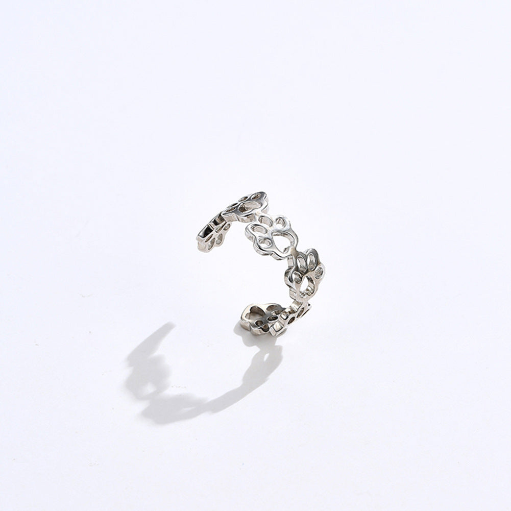 Sterling Silver Ring for Women Pet Claw Marks Geometric Design With Zircon Inlay Jewelry Gift for Everyday Wear