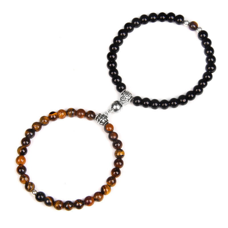 Couple Bracelets Set With Magnetic Buckle Matching Bracelet Simple Geometric Design Ethnic Retro Jewelry Anniversary