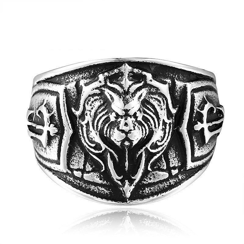 Mens Lion Head Alloy Ring European Style Jewelry Gift