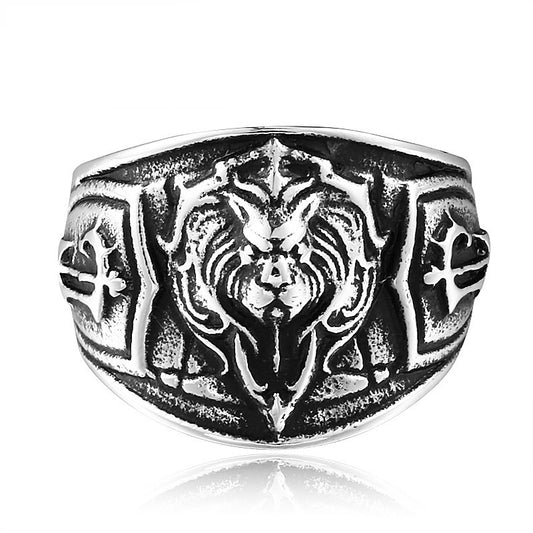 Mens Lion Head Alloy Ring European Style Jewelry Gift