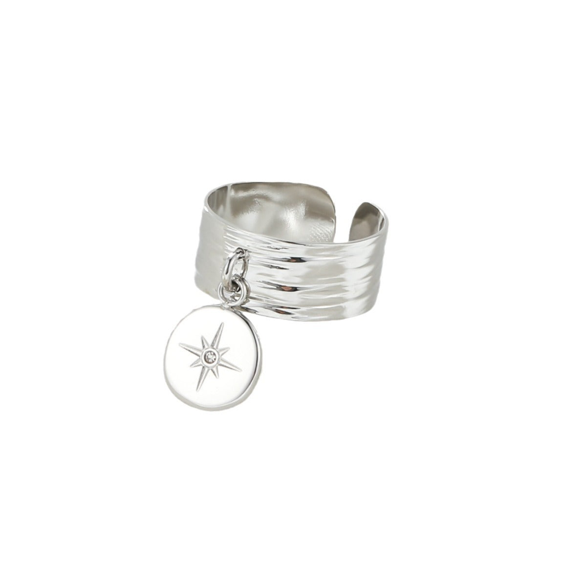 Six Point Star Zircon Ring Stainless Steel Gold Plated