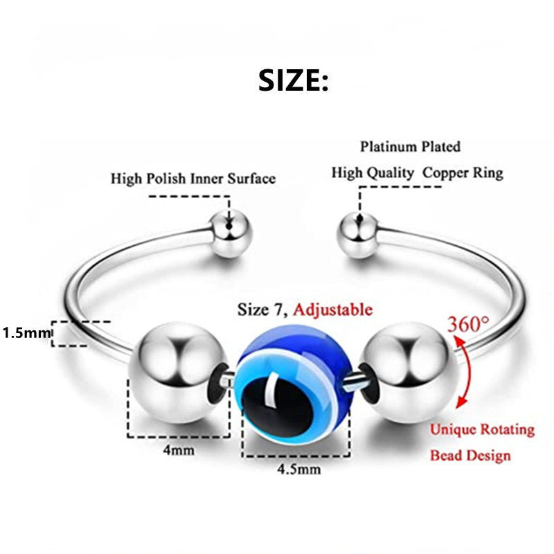 Unisex Rotatable Bead Ring Double Layer Geometric Ring Adjustable Opening Copper or Stainless Steel Band Durable Jewelry