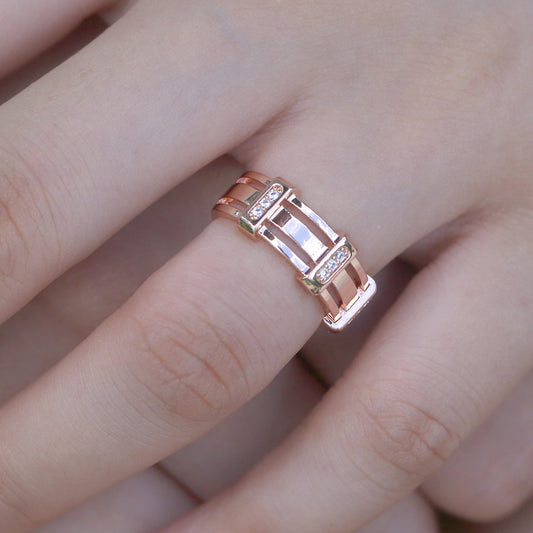Men Ring Copper Zircon Band For Daily Wear European American Trend Jewelry Accessory Durable For Everyday Uses