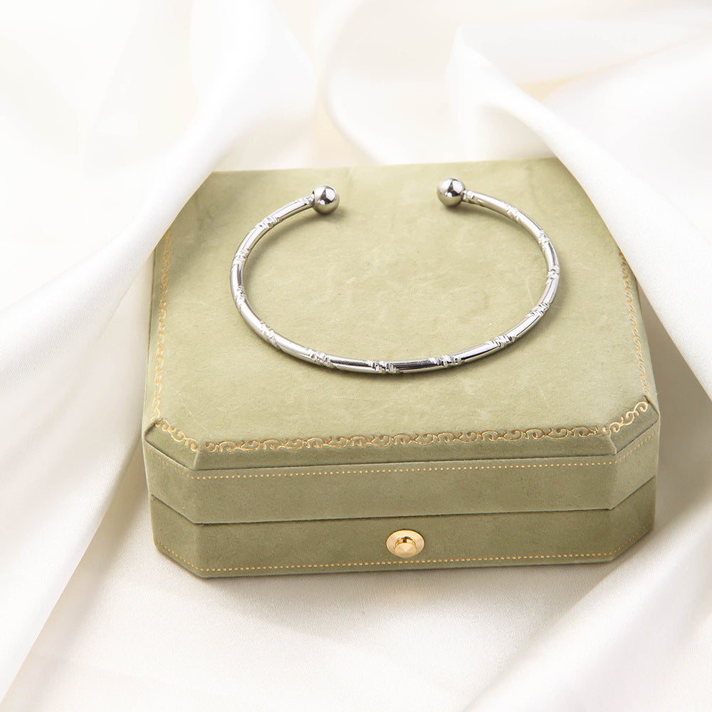 Stainless Steel Woven Bracelet Open Ended Fashion Bangle Electroplated Durable Round Design Accessory Steel And Gold