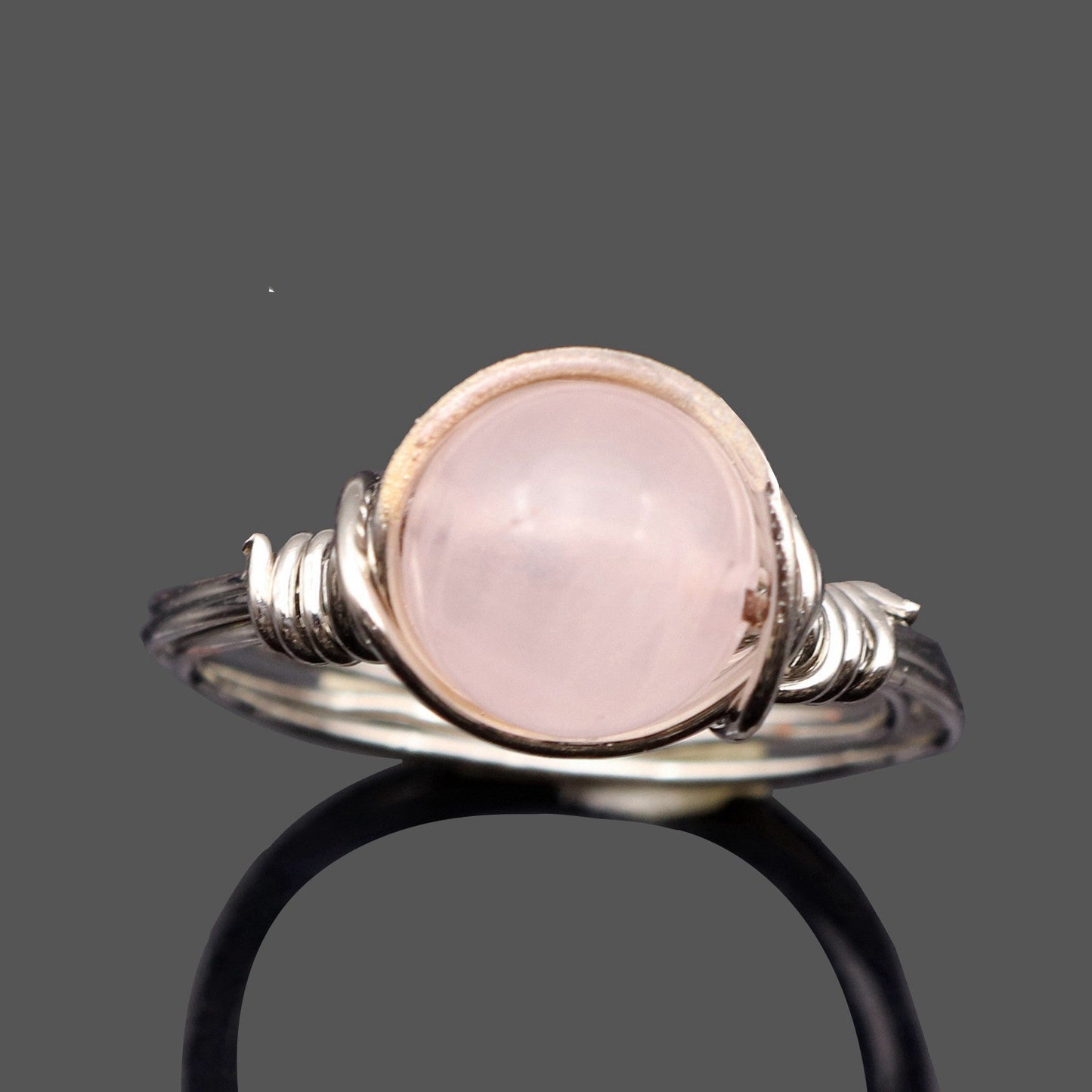 Natural Rough Stone Ring Hand Woven Crystal Gemstone Bohemian Healing Jewelry Gift Pink Crystal Boho Gift Idea