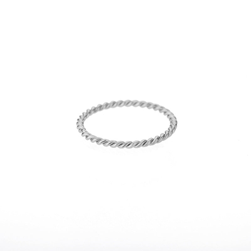 Womens Titanium Steel Rings Double Strand Spiral Twist Geometric Chain Design Electroplated Finish Silver Tone