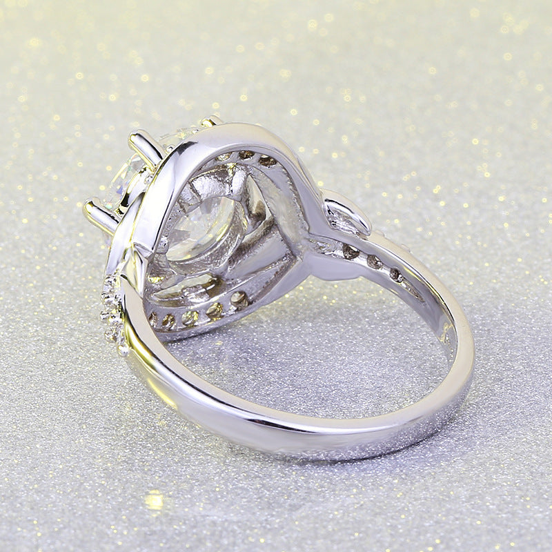 Mosaic Center Stone Ring Silver Brass Fashion Jewelry