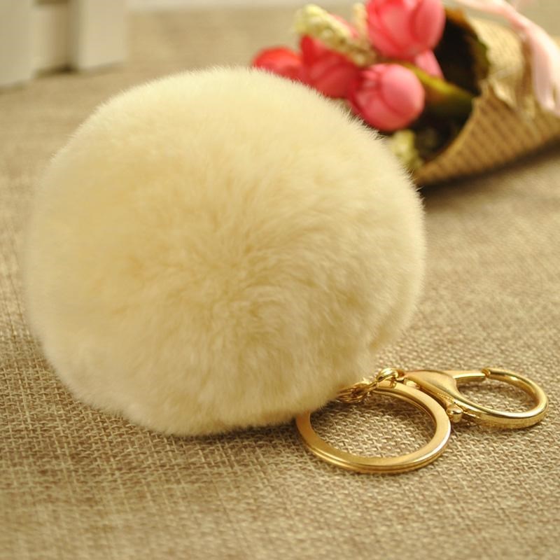 Rabbit Fur Ball Keychain Adorable Animal Key Chain Accessory Perfect Gift for Women Teens and Girls Fluffy Keyring
