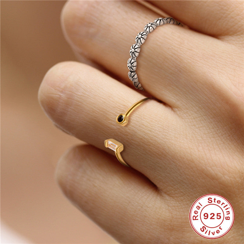 Women Geometric S925 Sterling Silver Ring With 18K Gold Tone Electroplating Modern Chic Jewelry Gift For Her UK