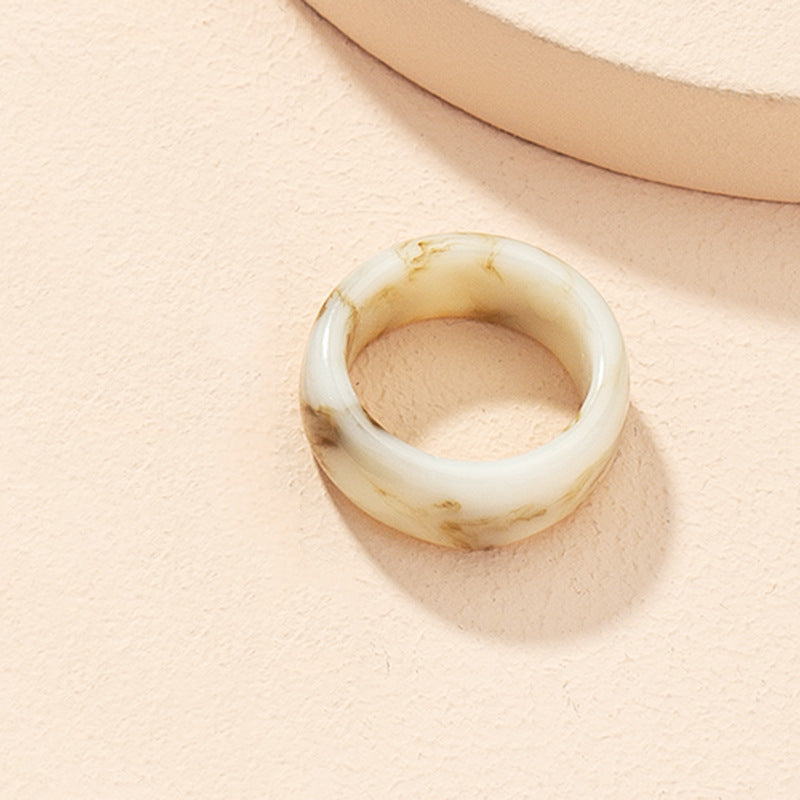 Unisex Acrylic Geometric Ring For Men And Women Statement Jewelry Emerald Green Taro Purple Light Coffee Trend