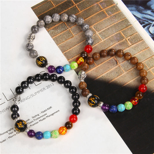 Unisex Natural Stone Seven Chakra Bracelet Geometric Design With 8mm Beads Energy Balancing Anti Fatigue Today