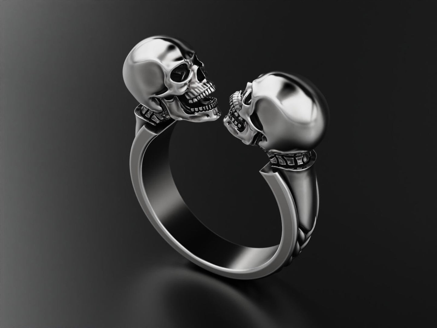 Womens Skull Ring Open Mouth Alloy Statement Jewelry