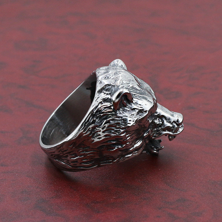 Unisex Wolf Head Stainless Steel Ring For Couples Size 8 9 10 11 12 Polished Durable Polished Finish For Daily