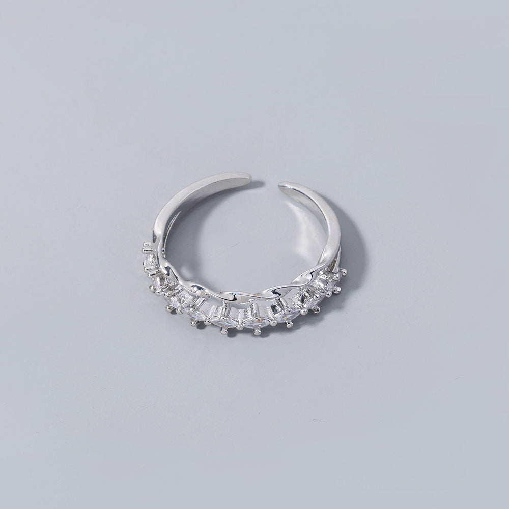 Geometric Zircon Ring For Women Copper Ring Micro Index Accent Ring Index Finger Ring Ins Fashion Jewelry Gift