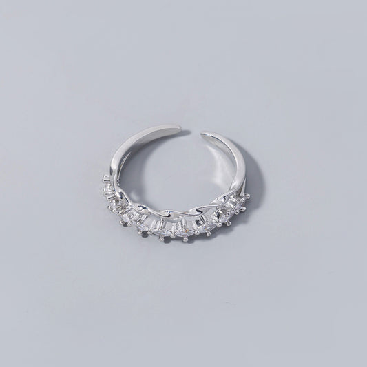 Geometric Zircon Ring For Women Copper Ring Micro Index Accent Ring Index Finger Ring Ins Fashion Jewelry Gift