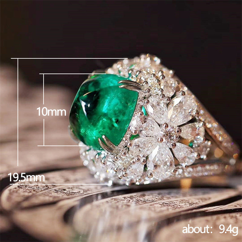 Green Zircon Ring Retro Geometric Copper Design Elegant Fashion Jewelry For Women Gift Idea Great Gift For Her