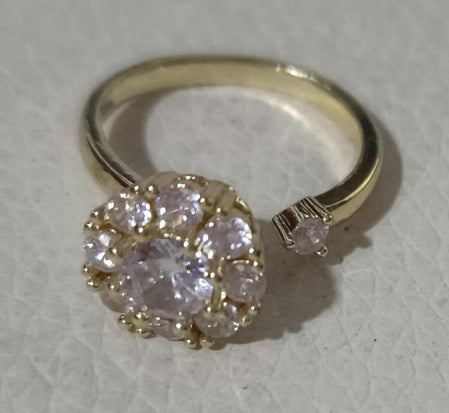 Rotating Fidget Ring Zircon Inlaid Geometric Spinner Jewelry Copper Plated Durable For Stress Relief Smooth Spin Action