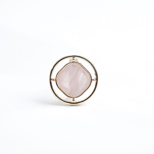 Ladies Geometric Alloy Ring With Round Acetate Plate Electroplated Design Korean Fashion Elegant Statement Ring