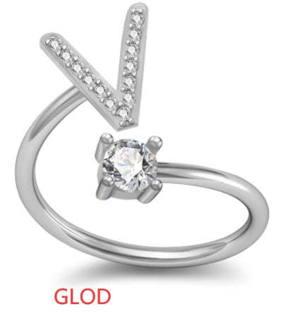 Womens Initial Rings Adjustable Copper Letter Ring With Sterling Silver Gem Inlay Fine European Jewelry A to Z