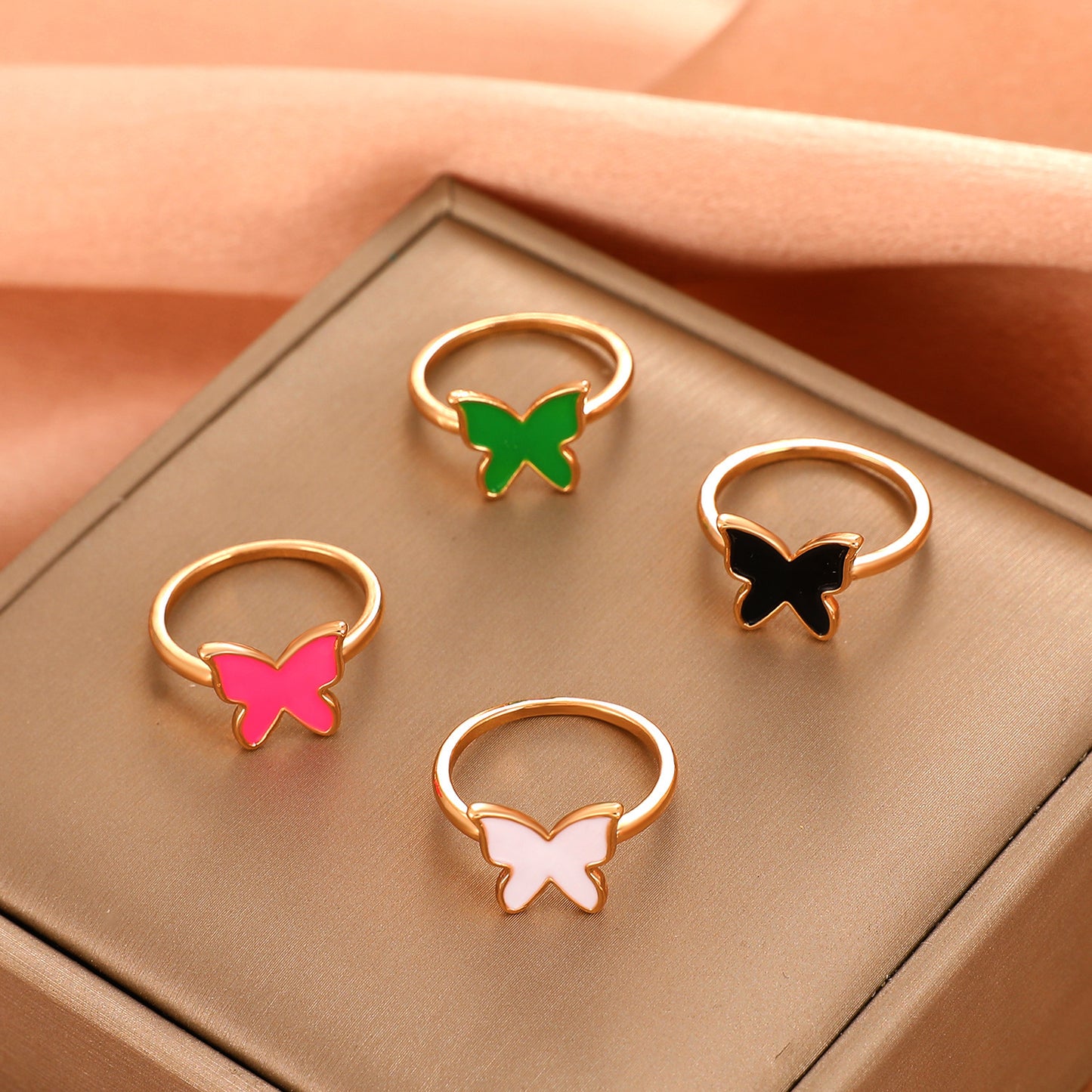 Copper Butterfly Ring with Zodiac Animal Design for Women