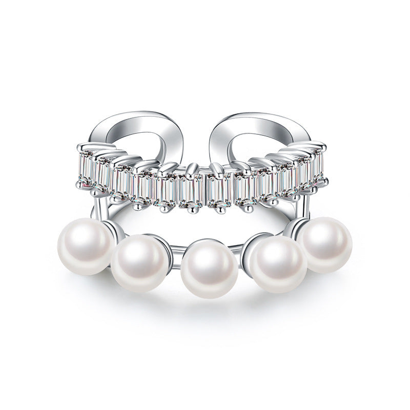 Copper Ring With Diamond Zircon Niche Design Double Opening Gold Plated Setting for Women Elegant Design Daily