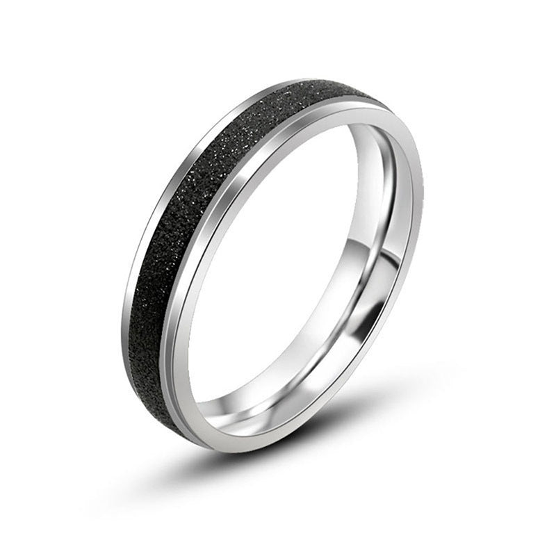 Unisex Titanium Steel Ring Black Frosted Finish 4MM Thick Durable Modern Minimalist Jewelry Band Everyday Wear