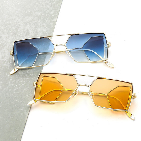 Unisex Metal Square Sunglasses With Side Blocking Lenses Alloy Frame PC Lenses For Sun Protection Travel Outdoor